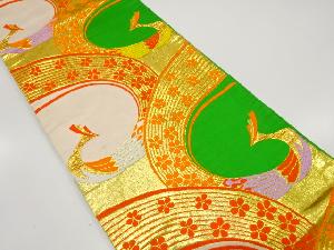 アンティーク　鳥に梅模様織り出し子供帯（材料）